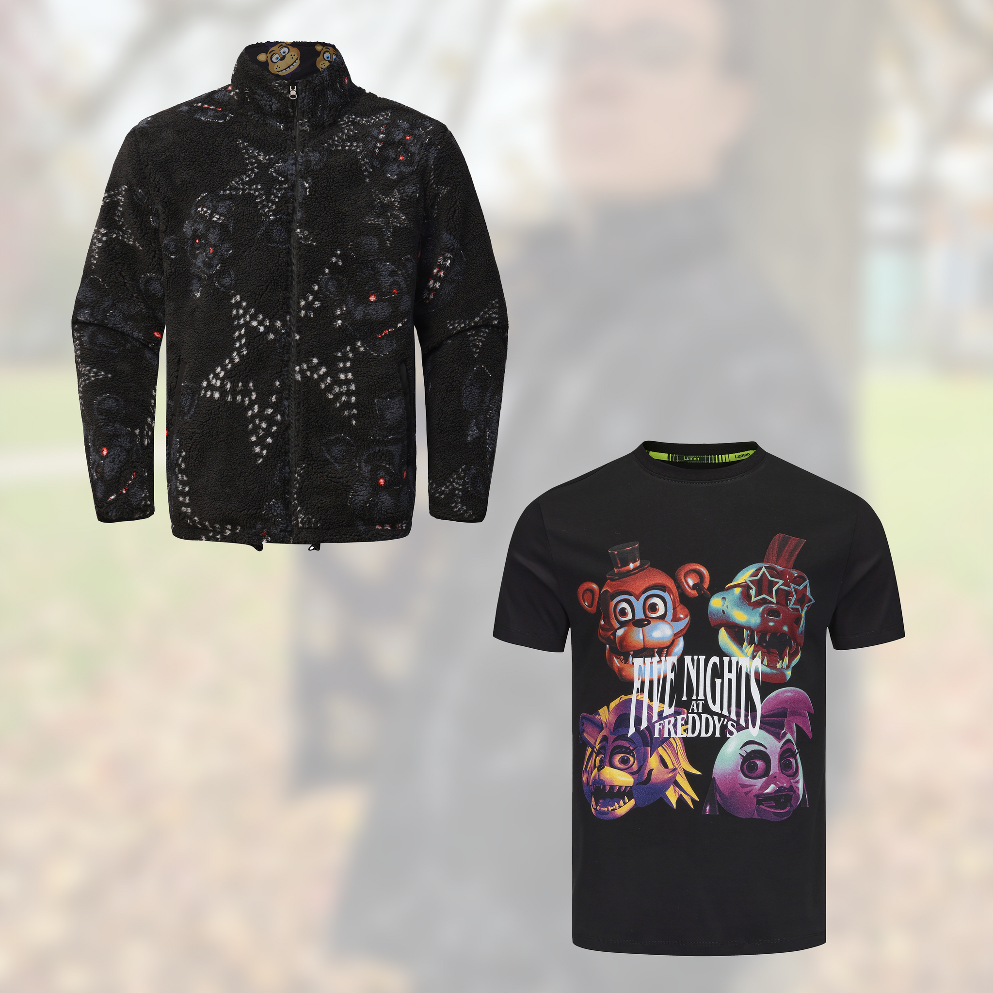 FNAF Reversible Fleece + Glamrock Tee Bundle (15% Off)